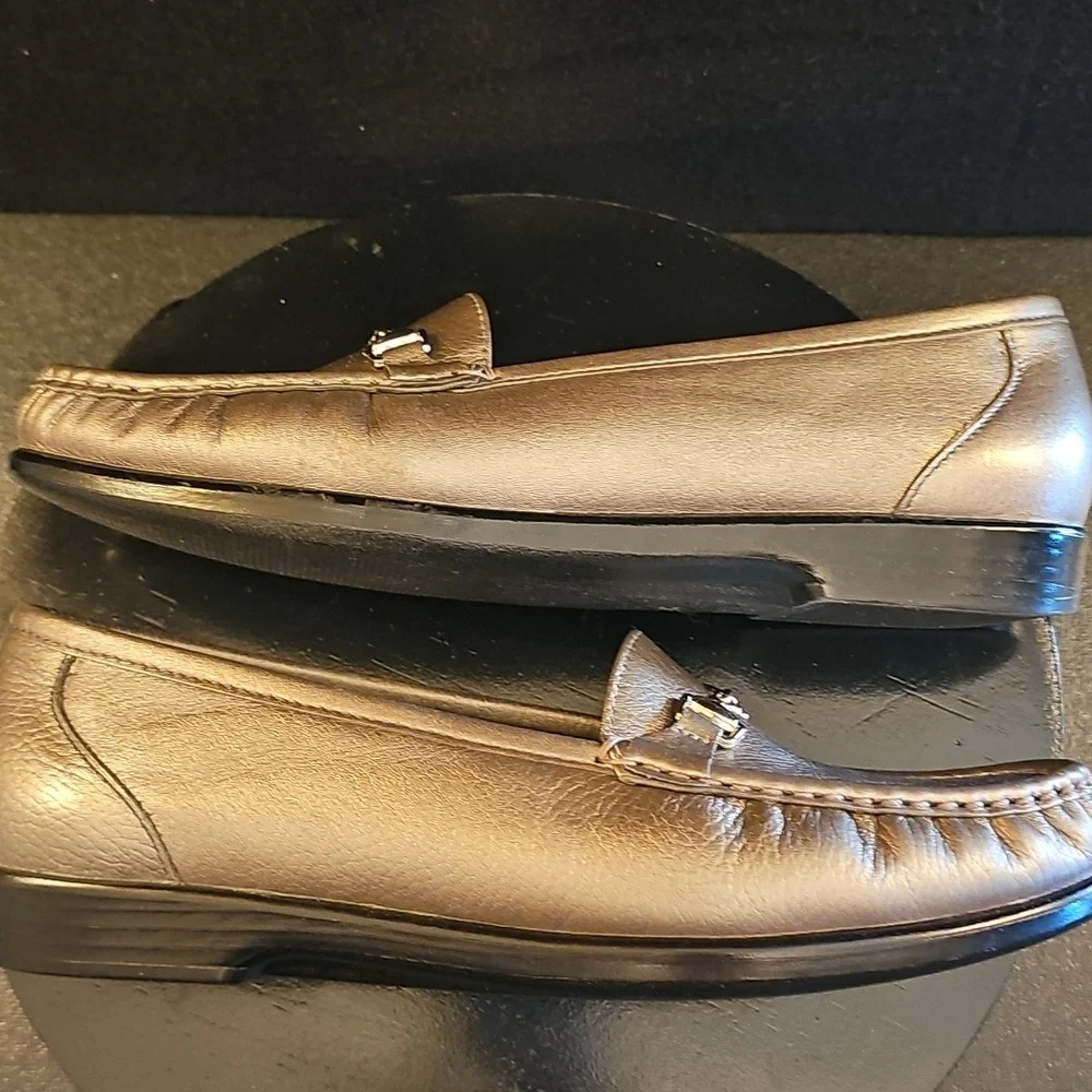 SAS Metro‎ Pewter Leather Loafer With Horsebit Detail
